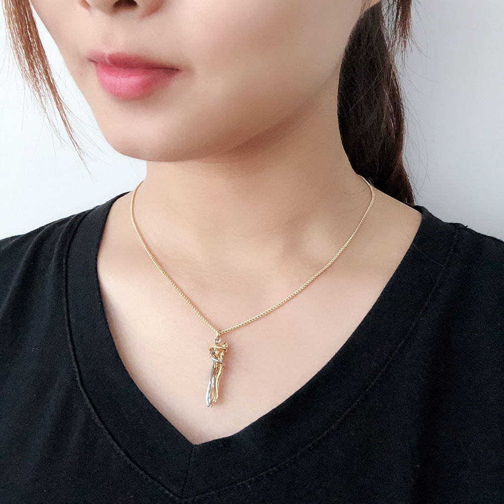 Women's & Men's Couple Hug Romantic Emotion Expression Clavicle Necklaces