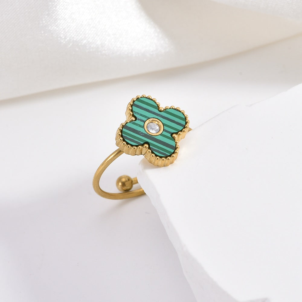 Clover Titanium Open-end Trendy Female No Rings