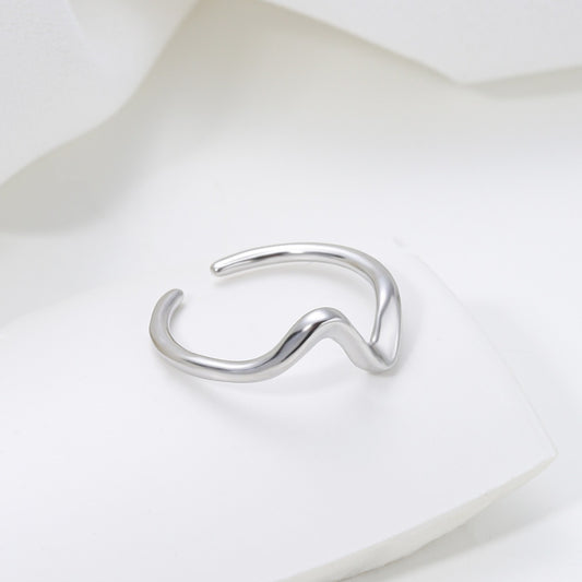 Korean Style Artistic Metal Personality Water Ripple Irregular Line Rings