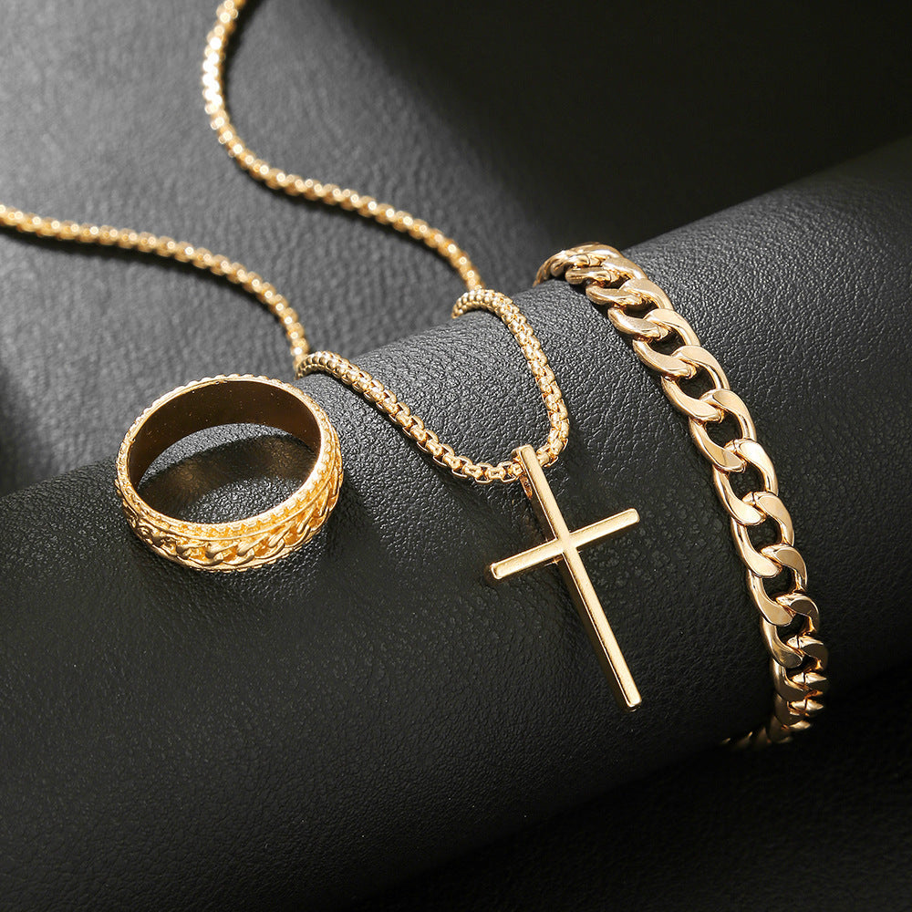 Slouchy Elegant Cross Chain Three Sets Jewelry Set