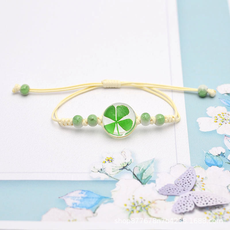 Market Stall Four-leaf Clover Scenic Spot Dried Flower Girlfriend Bracelet