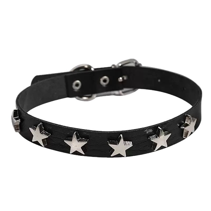 Gothic Punk Leather Female Five-pointed Star Couple Collar