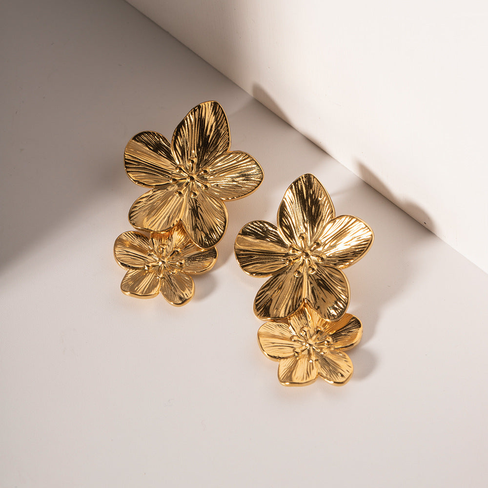 Exaggerated Double Flower Retro Premium Big Earrings