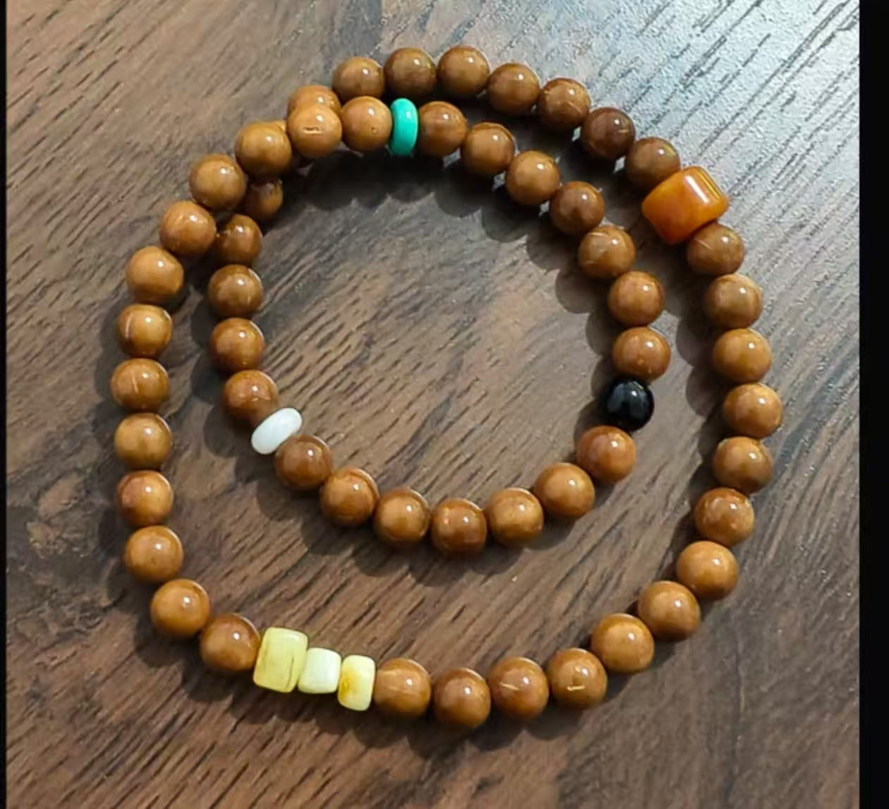 Double Obsidian Three Pterocarpus Jade Cook Bracelets