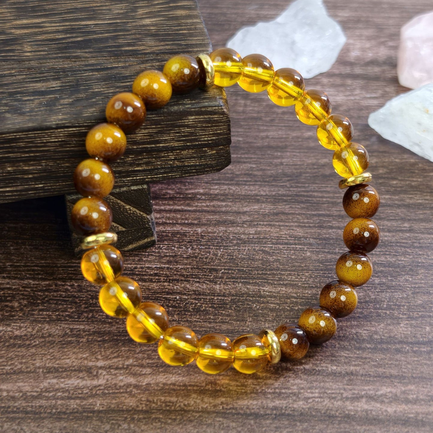 Xi Imitation Tigereye Amethyst Green Citrine Bracelet