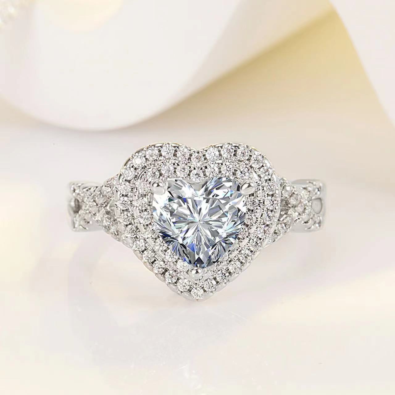 Broadcast Fashion Luxury Female Eight Hearts Arrows Ring