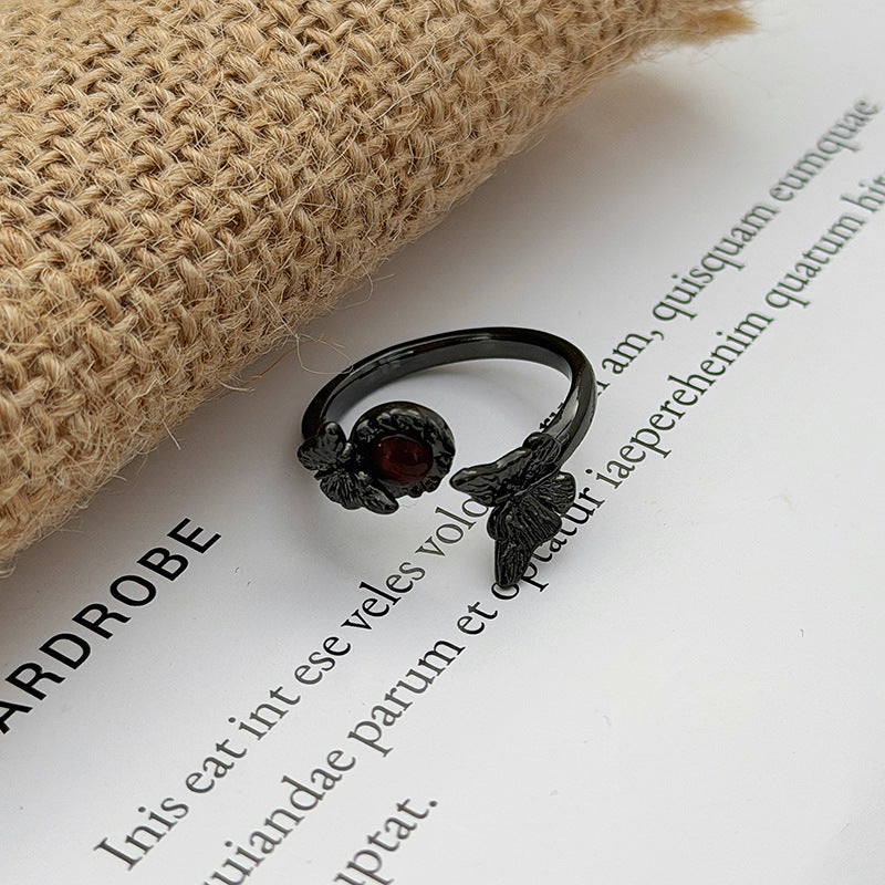 Love Heart Thorns Open Niche Trendy Cool Neutral Twin Index Ring