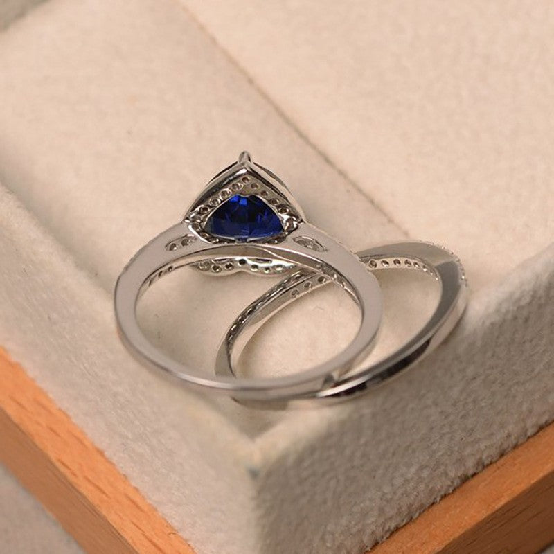 Blue Zircon Fashion Simple Heart-shaped Female Ring