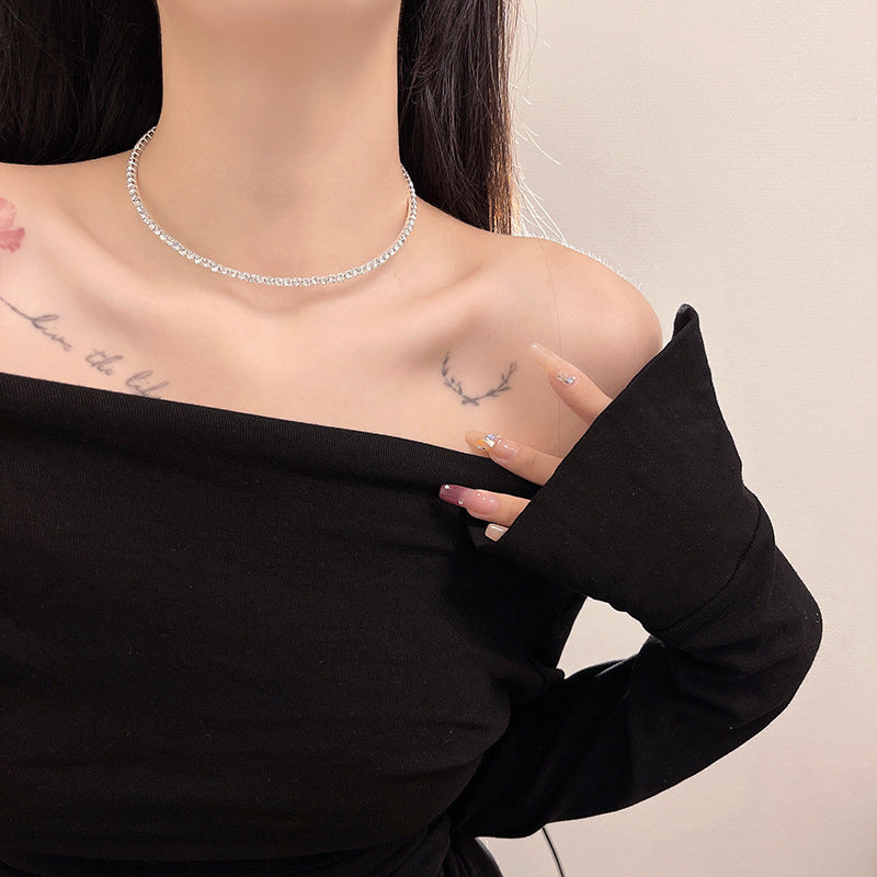 Full Diamond Niche Clavicle Chain Twin Necklaces