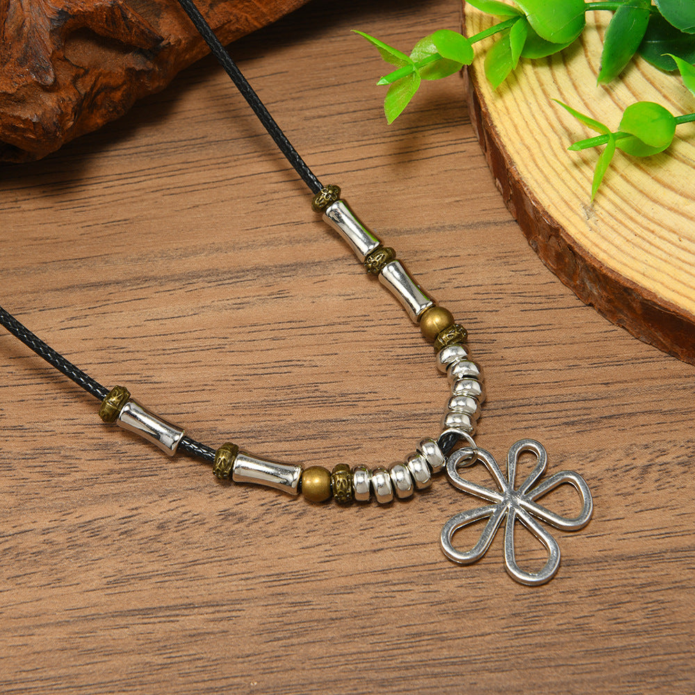 Women's Simple Flower Braided Rope Fashionable Personality Necklace