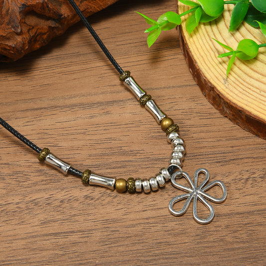 Women's Simple Flower Braided Rope Fashionable Personality Necklace