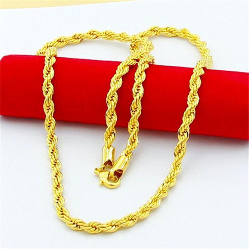 Men's Gold Cloth Pattern Dragon No Color Fading Necklace