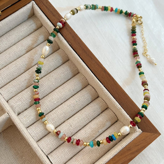 Women's Natural Stone Freshwater Colorful Pearl Colored Glaze Beaded For Necklaces