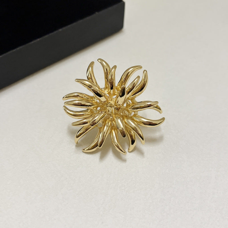 Niche Design Metal Cold Style Fireworks Shape Flower Personalized Rings