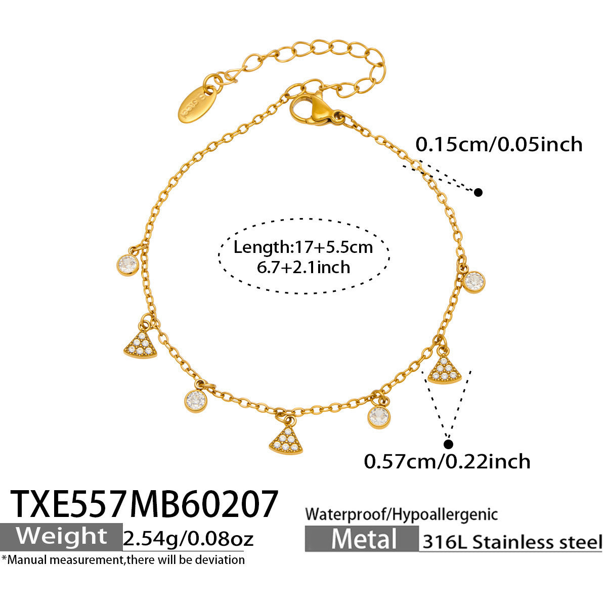 Luxury Fashion Zircon Six-pointed Star Word Twin Stainless Jewelry Set