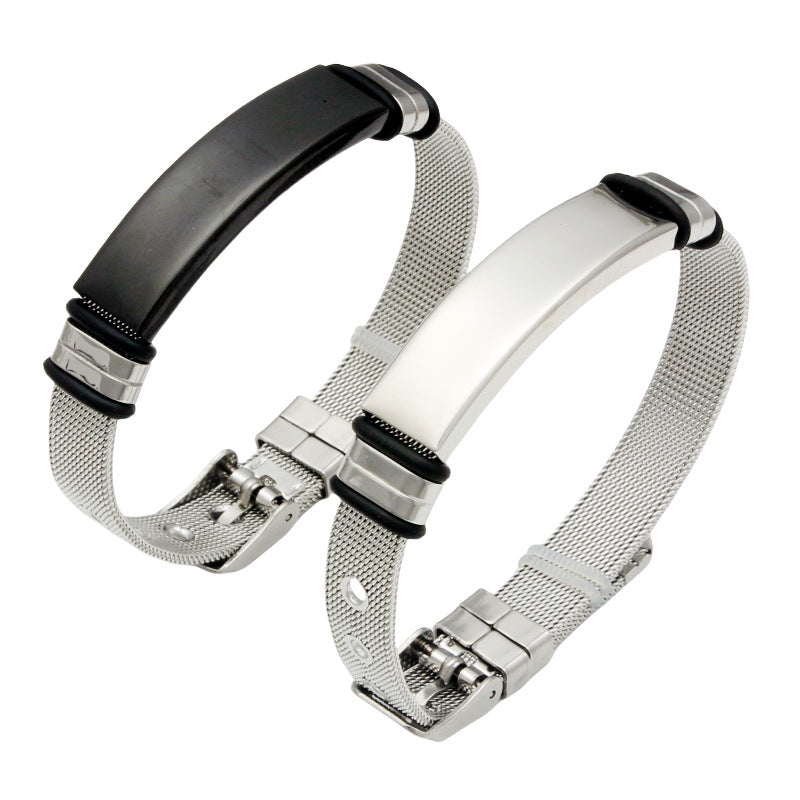 Women's & Men's Trendy Adjustable Strap Design Couple Hand Jewelry Stainless Bracelets