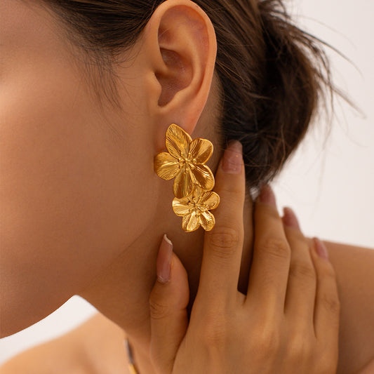 Exaggerated Double Flower Retro Premium Big Earrings