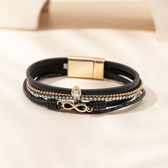 Bohemian Leather Magnetic Snap Style Fashion Bracelets