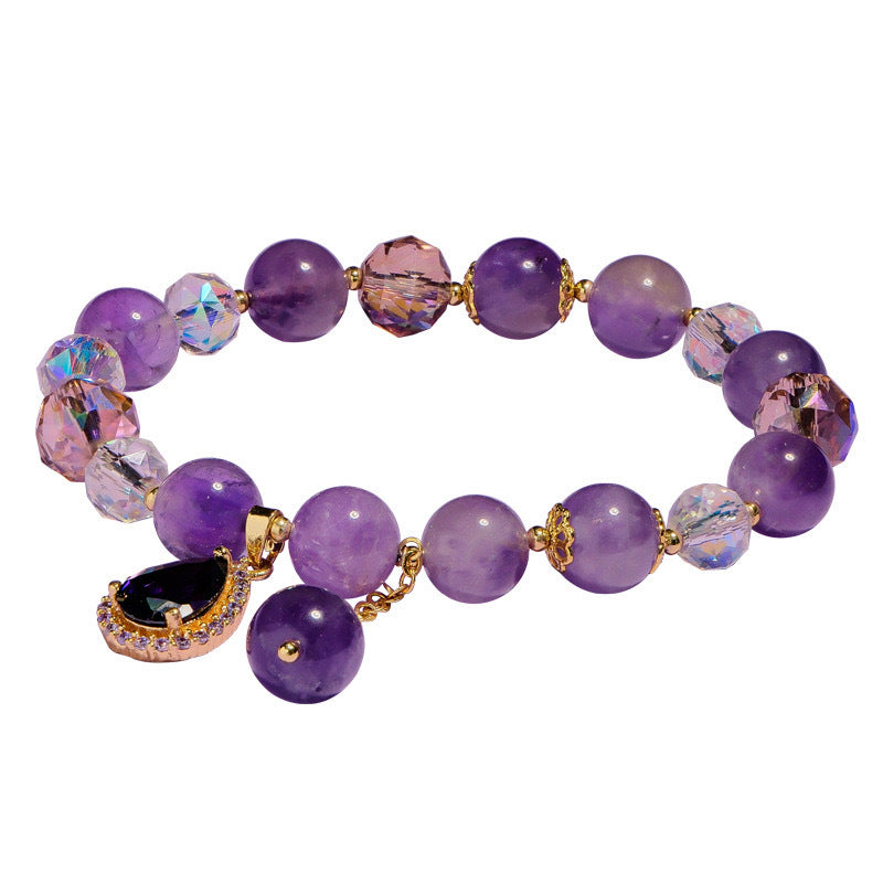 Women's Natural Amethyst Beaded For Mild Luxury Retro Bracelet