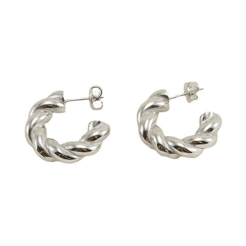 Steel Ear Female Vacuum Plating Stainless Fashion Twisted Rings