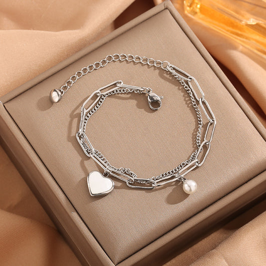 Style Personality Double Layer Temperament Wild Peach Heart Bracelets