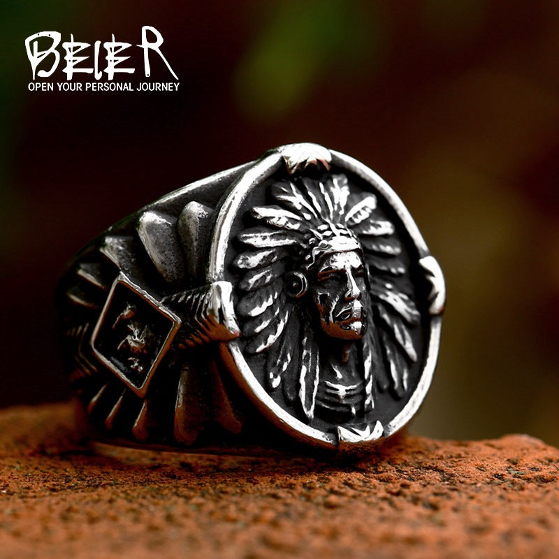 Men's Stainless Steel Hip Hop Retro Titanium Ring