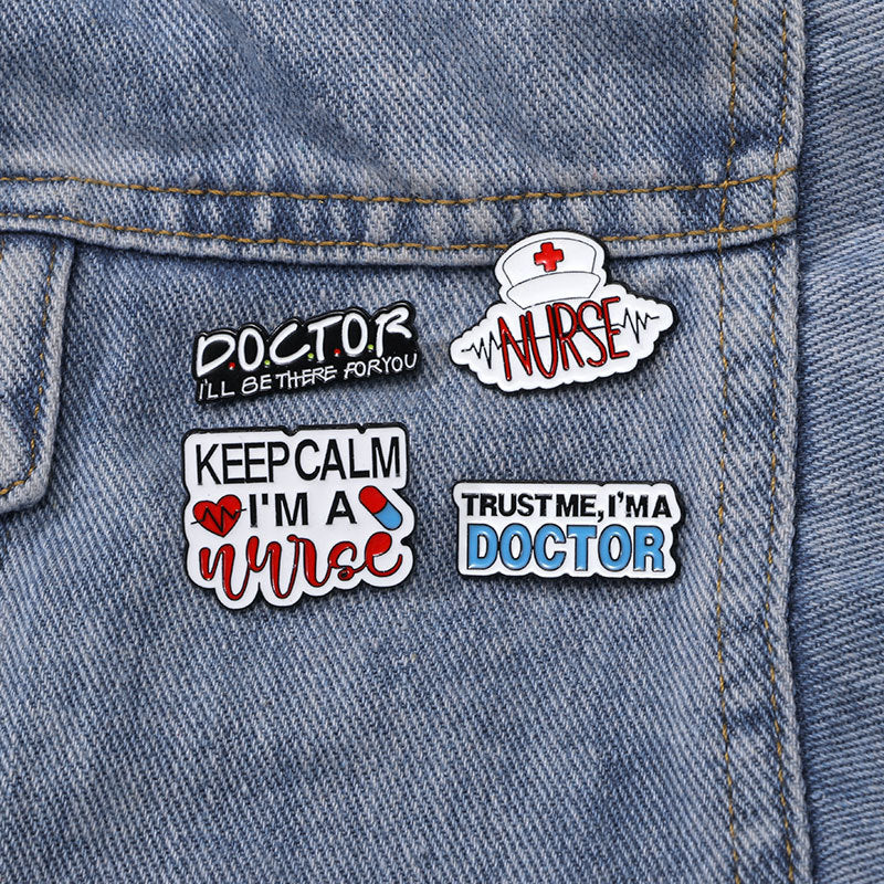 Letters Doctor Supplies Brooch Alloy Dripping Brooches