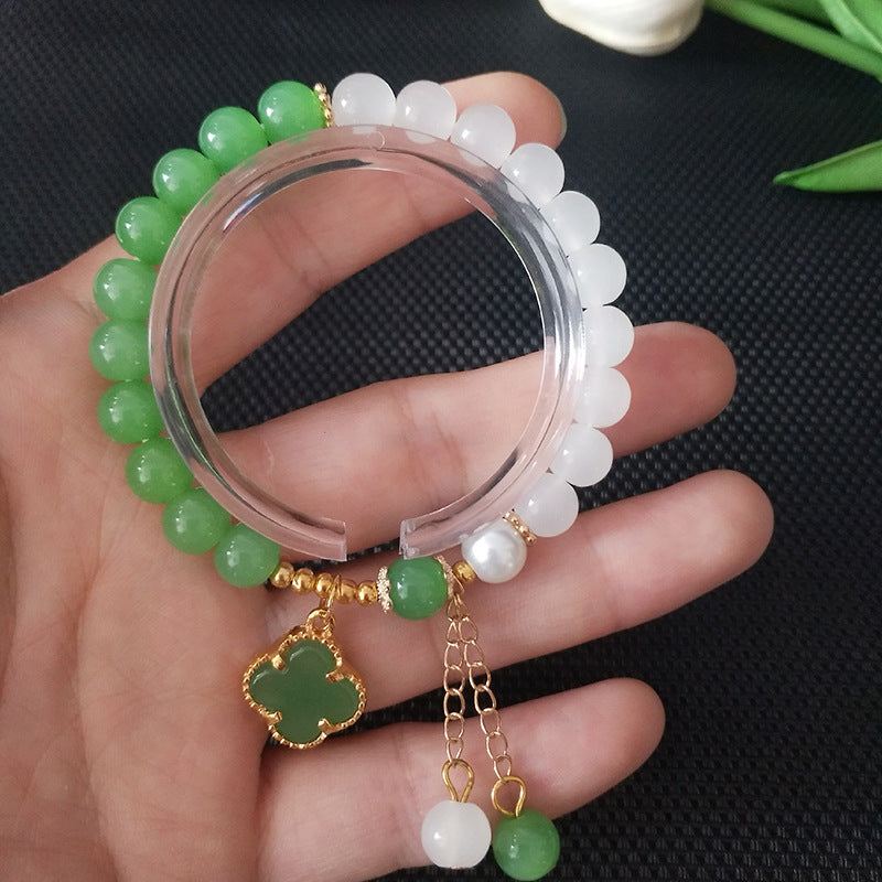 Beads Green Clover Two-color Hand Jewelry Bracelets