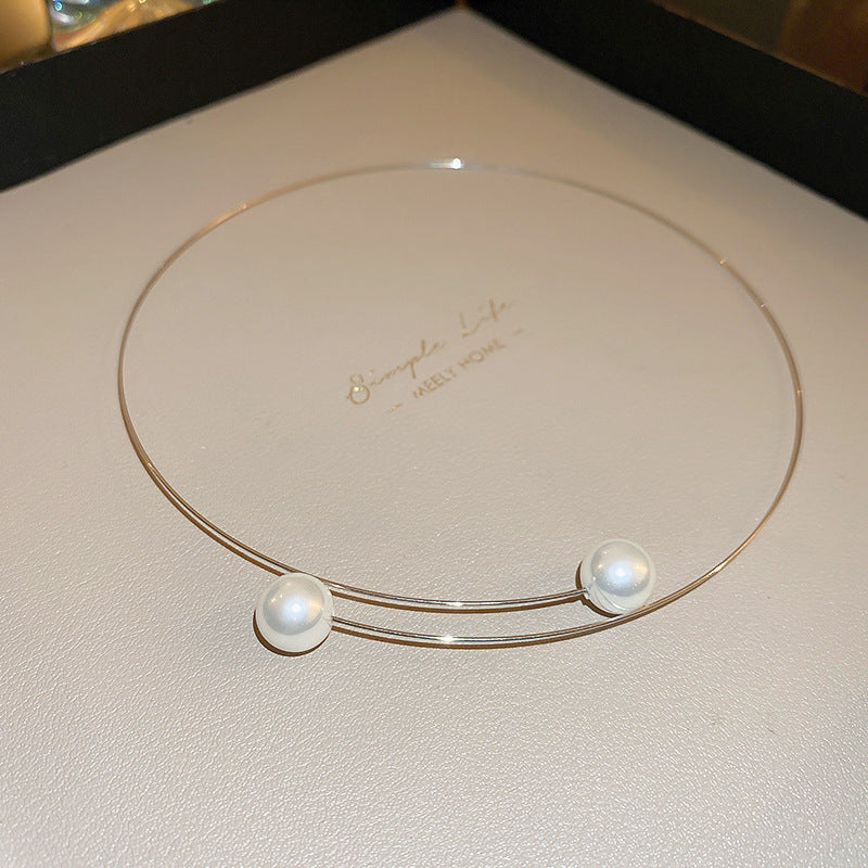 Circle Pearl Collar Fashion Elegant High Sense Geometric Necklace