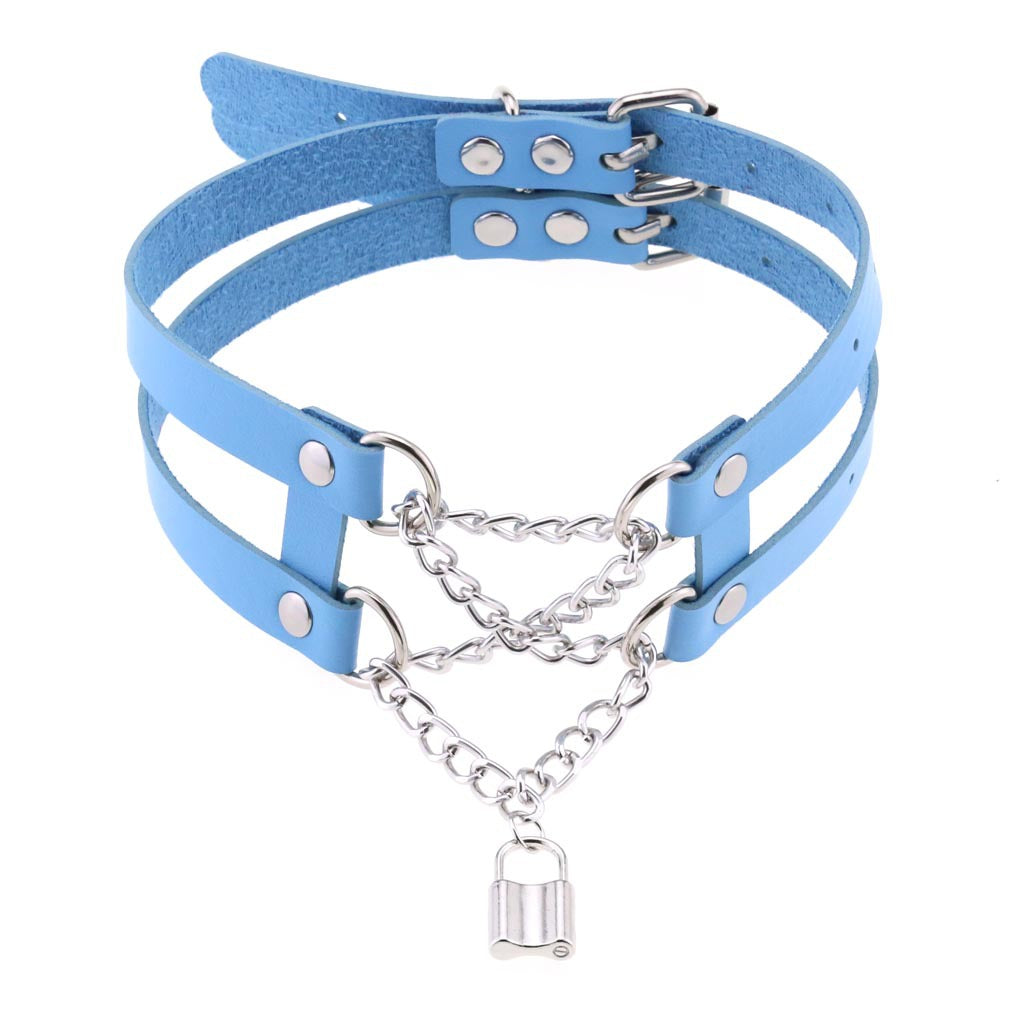 Temperament Double Row Line Chain Brain Teaser Neckband Sexy Lock Necklaces
