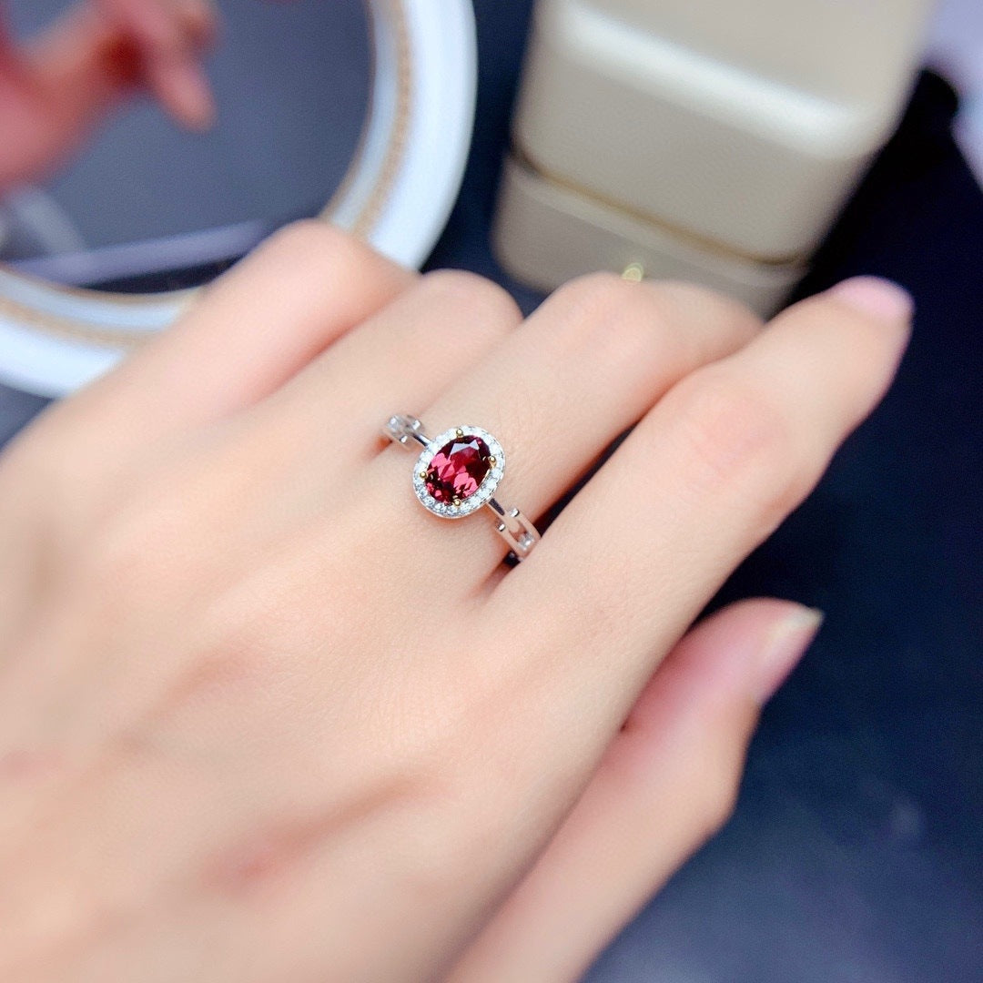 Temperament Simulation Sapphire Red Tourmaline Open Female Fashion Rings