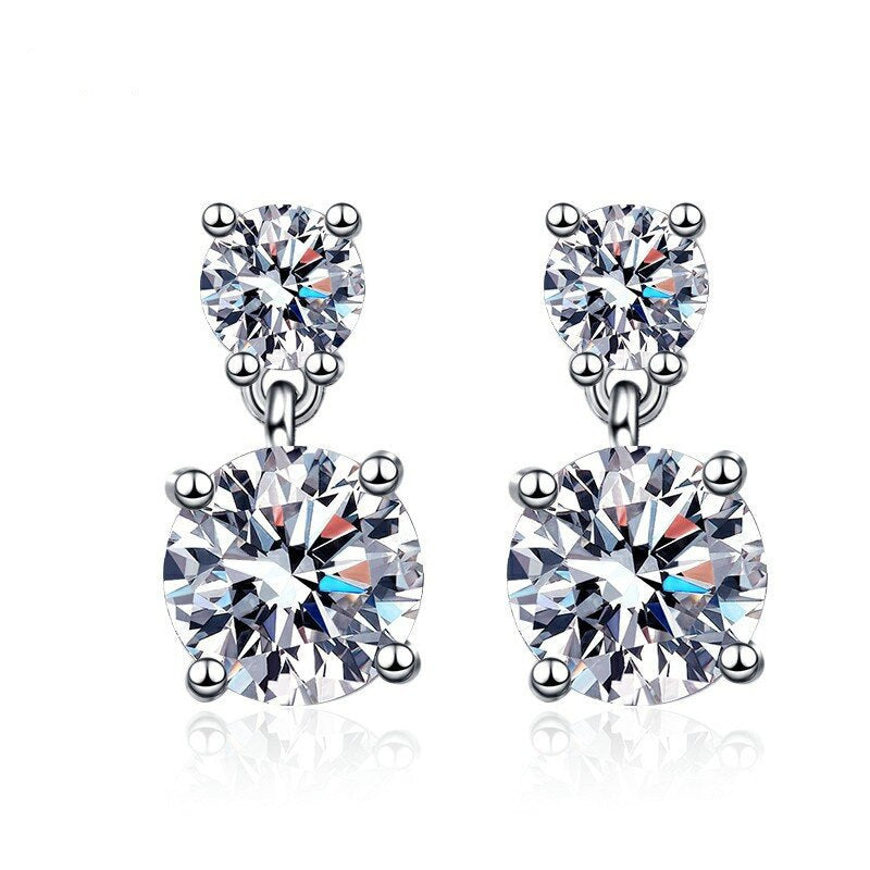 Moissanite Ear Female With Hearts Sterling Earrings