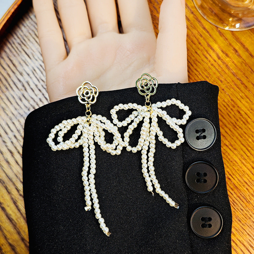 Long Fringed Pearl Sweet Cute Graceful Super Fairy Stud Earrings
