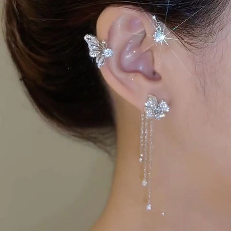 Niche Elf Butterfly Clip Light Luxury Earrings