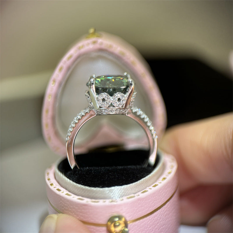 Luxury Karat Green Moissanite Color Female Rings