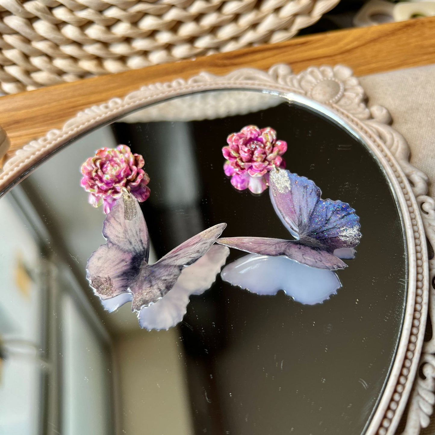 Butterfly Vintage Travel Purple Gradient Dreamy Temperament Vacation Style Ear Earrings