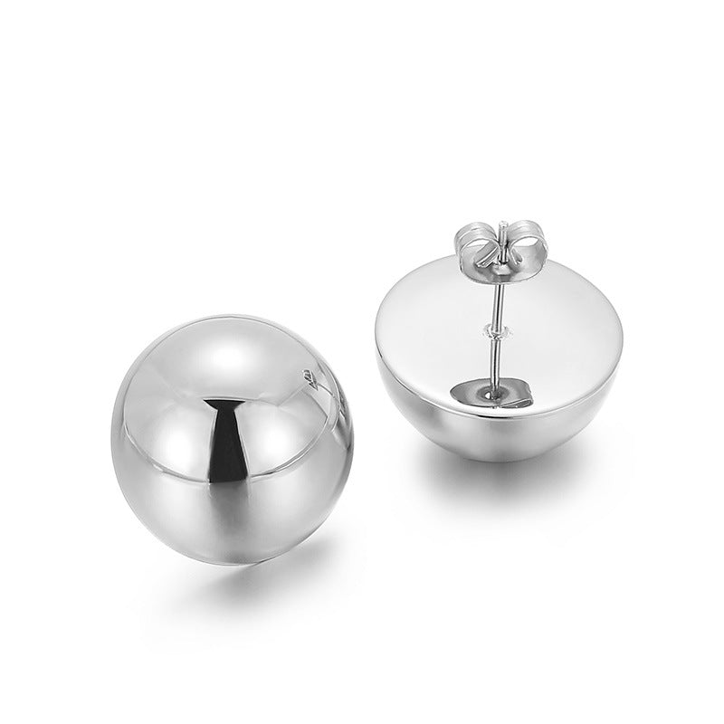 Women's Creative Fashion Stainless Steel Hemisphere Hollow Earrings