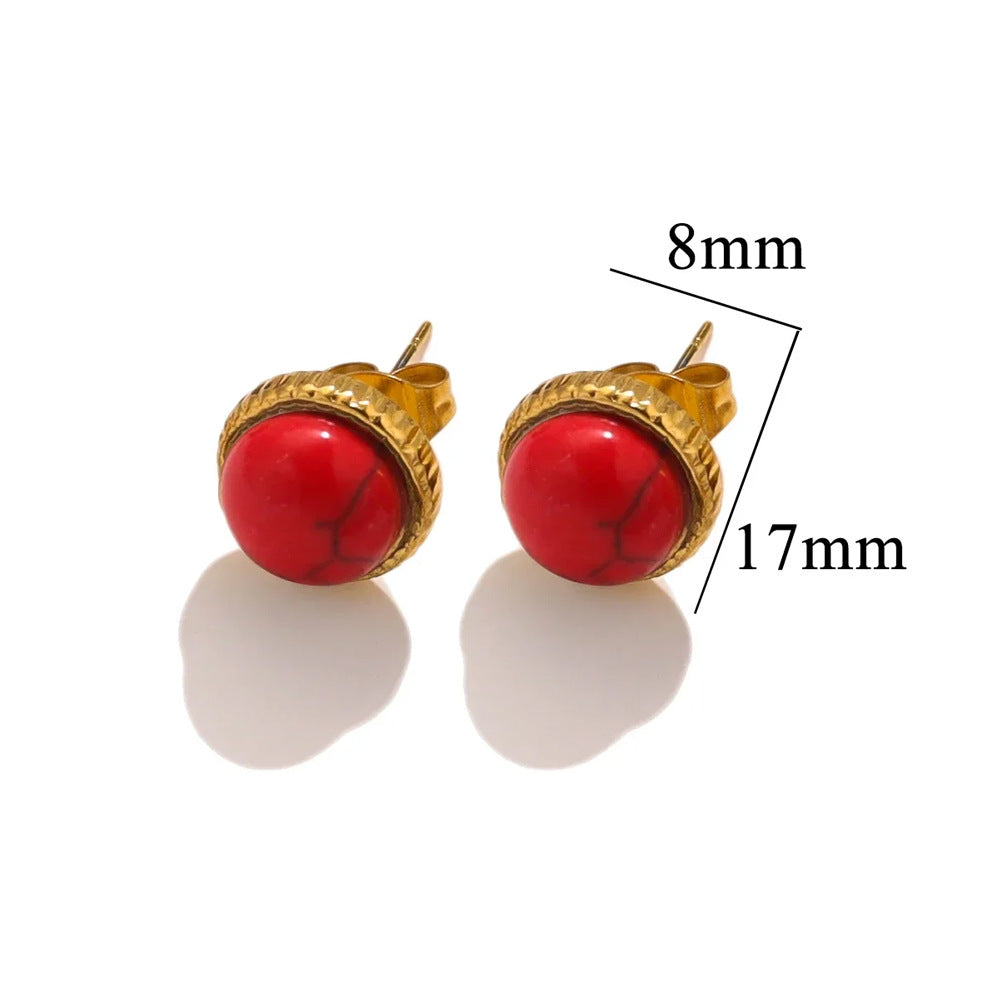 Stainless Steel Natural Stone Titanium Ear Tigereye Rings
