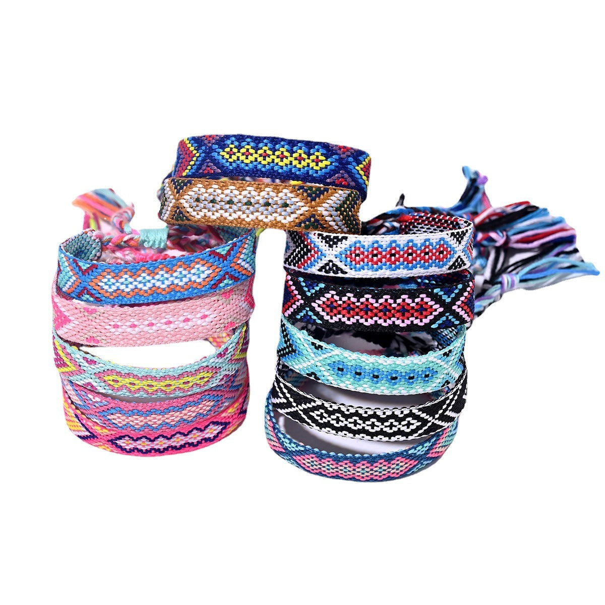 Machine Woven Bohemian Hand-knitted Rope Lucky Friendship Tassel Bracelets