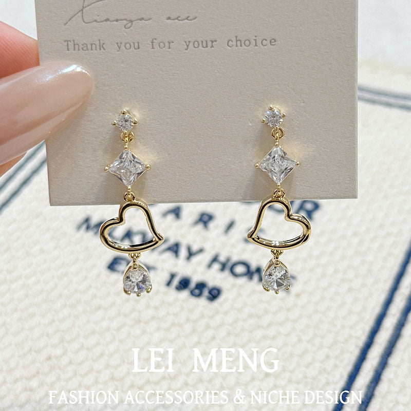 Zircon Tassel Female Simple Light Luxury Earrings