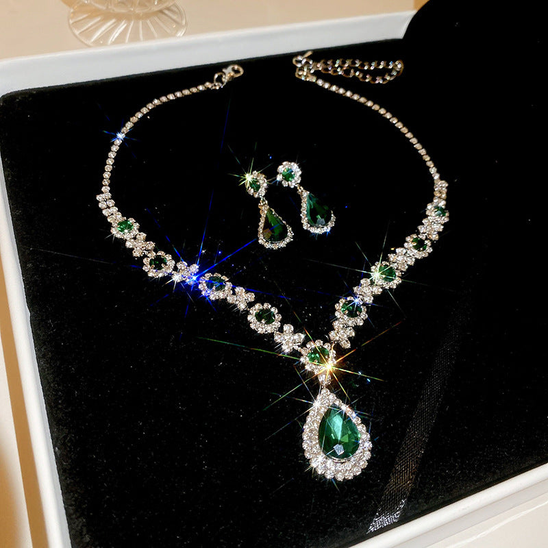 Drop Diamond Ear Affordable Luxury Style Stylish Clavicle Chain High Jewelry Set