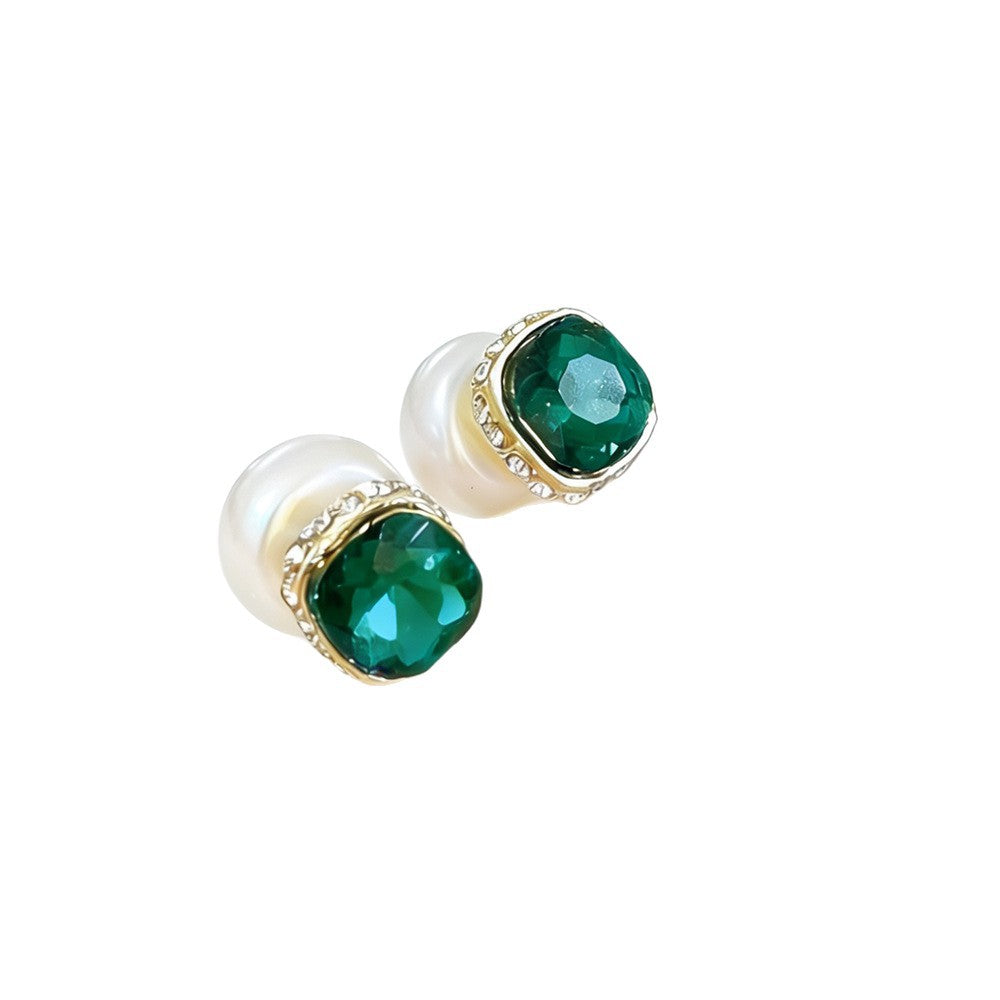 Women's Rear Emerald Crystal Pearl For Niche Design Rings