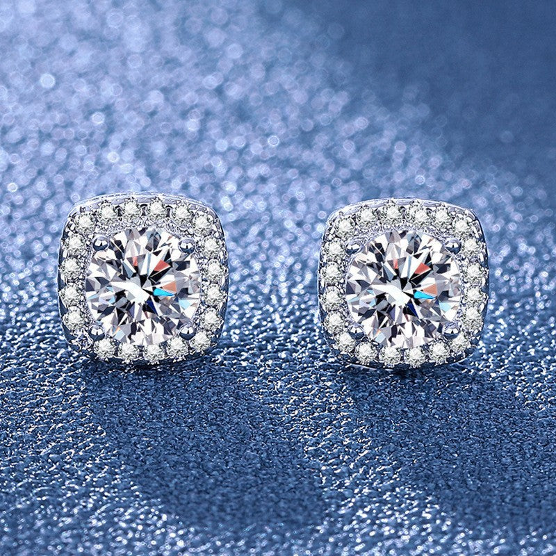 Moissanite Ear Female With Hearts Sterling Earrings
