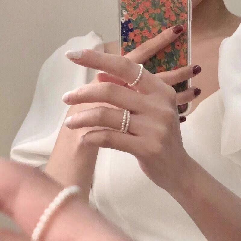 Pearl Female Korean Style Minimalist Trendy Personality Small Girlfriends Index Ring