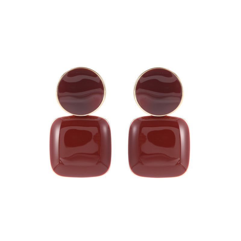 Fashion High-grade Geometric Square Drop Oil Earrings