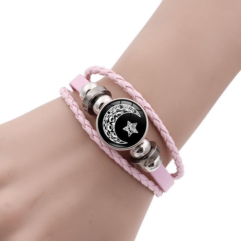 Women's & Men's Sun Moon Lovers Couple Leather Woven Bracelets