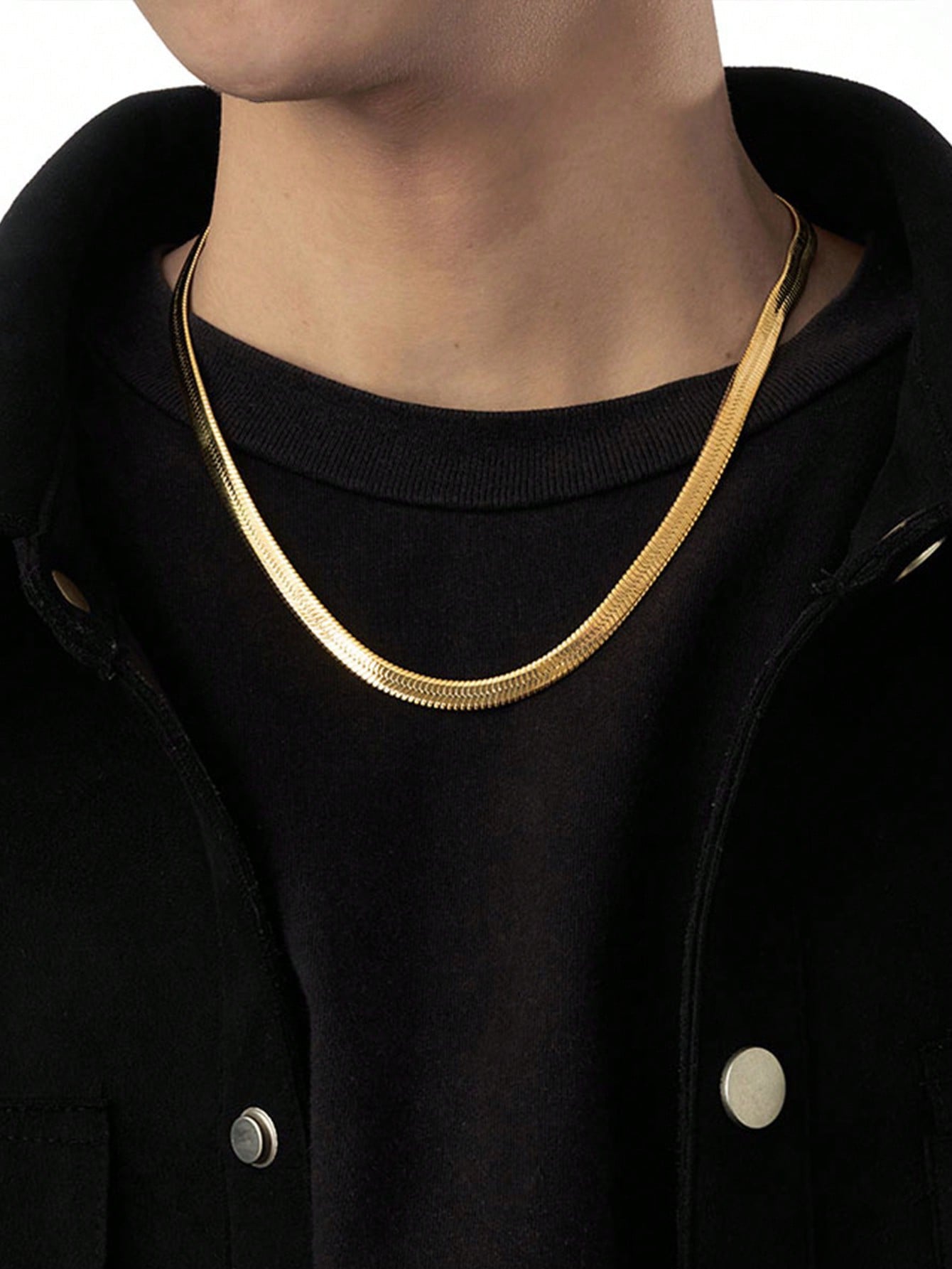 Men's Steel No Fading Wide Blade Chain Niche Design Couple Thick Necklace