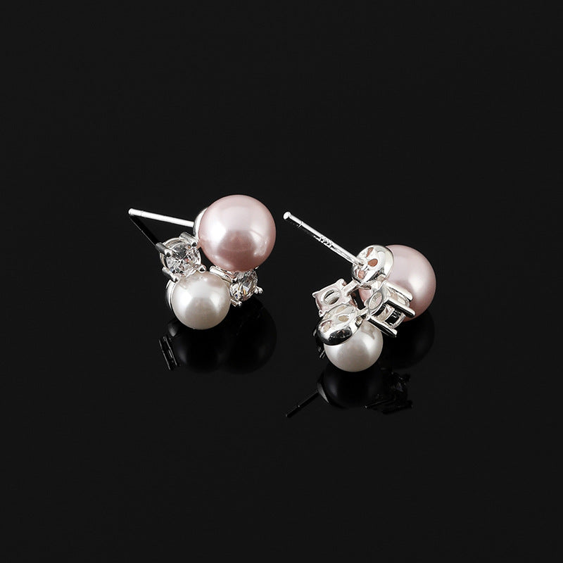 Gentle Pink Pearl Mosquito Coil Ear Earrings