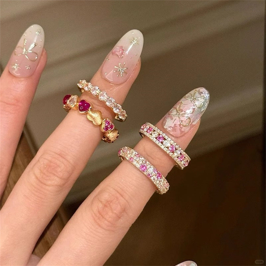 Style Exquisite Pink Diamond Full Female Light Rings