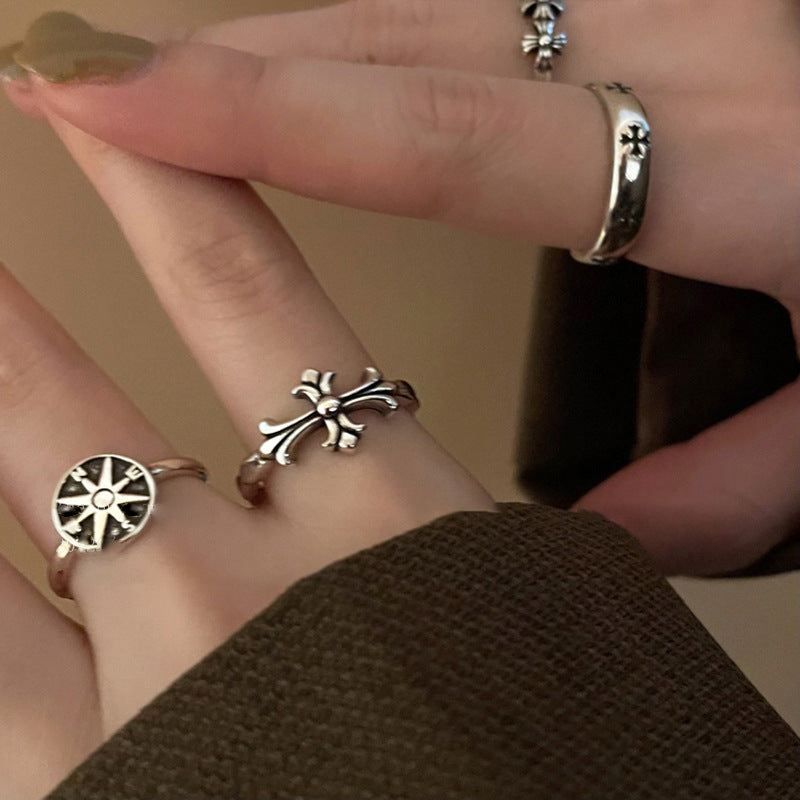 Cross Open Female Design Simple Stylish Personality Rings